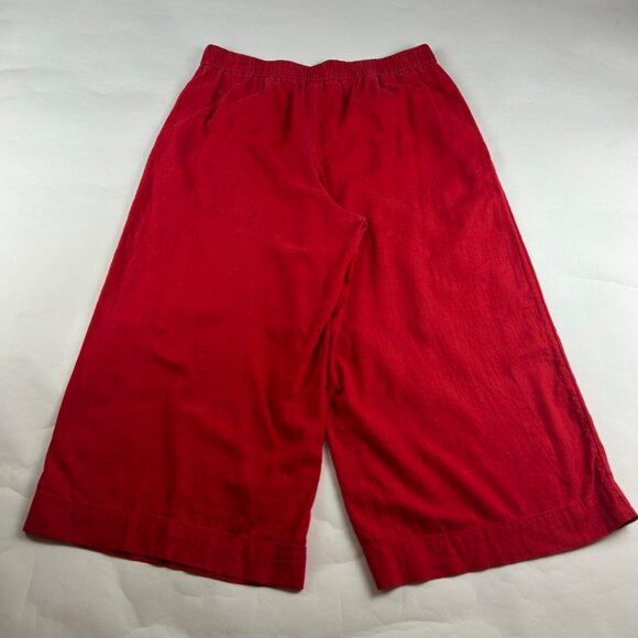 A New Day Red Linen Blend Wide Leg Cropped Pant L - Picture 6 of 7